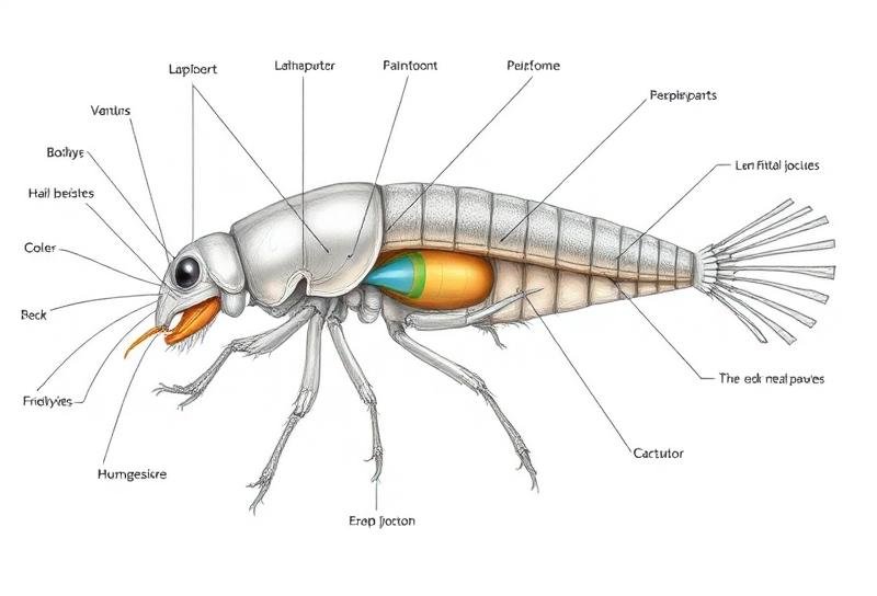تشريح حشرة السمك الفضي - الشكل الخارجي وأجزاء الجسم