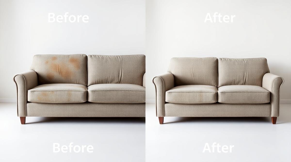 مقارنة قبل وبعد تنظيف الكنب بالبخار