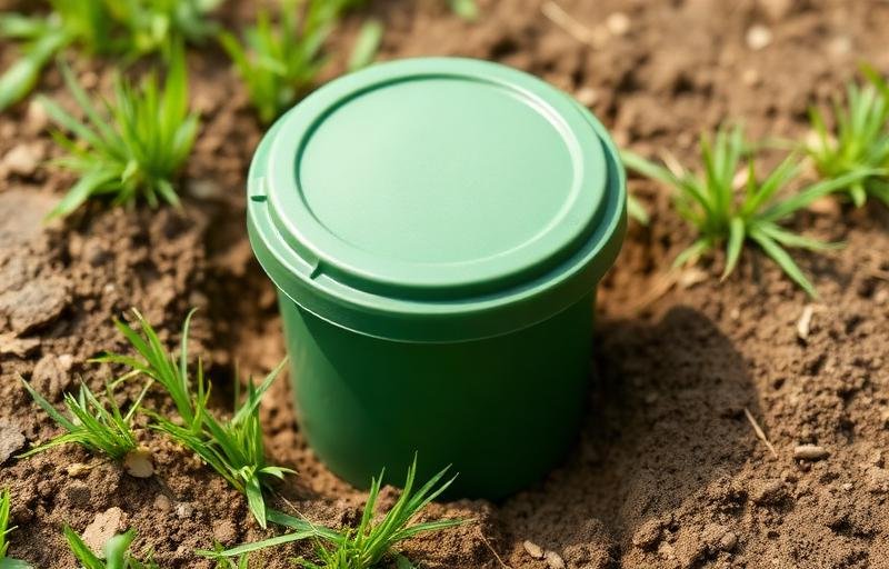 محطة طعم للنمل الأبيض مثبتة بجانب شجرة في الحديقة