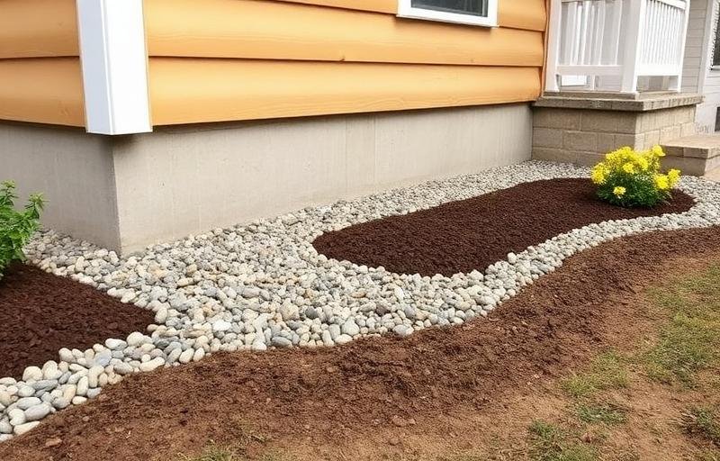 حاجز حصوي حول أساسات المنزل يبعد التربة عن الخشب