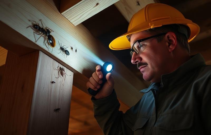 قائمة فحص سنوية للمنزل مع كشاف وأدوات للكشف الدوري عن النمل الأبيض