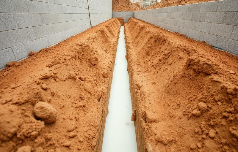 مقطع عرضي لطبقات التربة يظهر غشاء حاجز النمل الأبيض