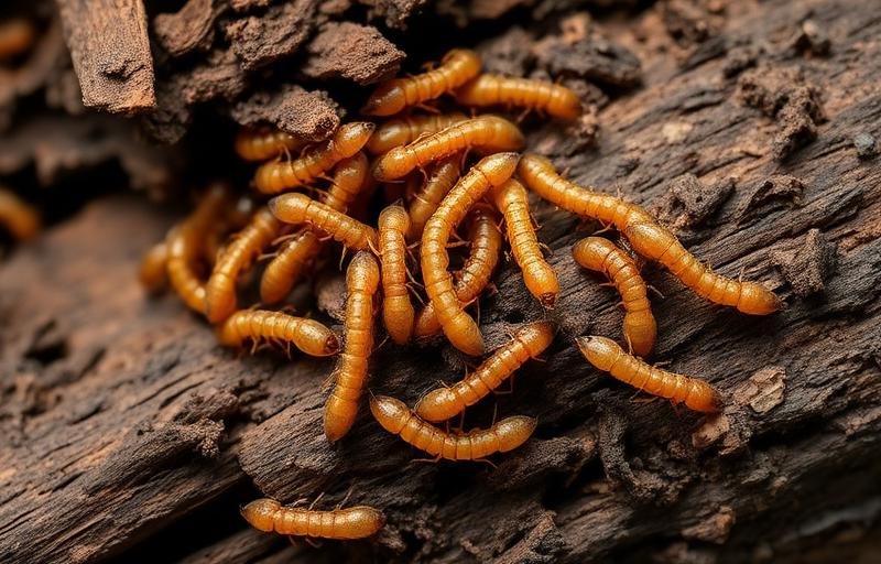 النمل الأبيض الرطب في جذع شجرة متحلل في بيئة رطبة