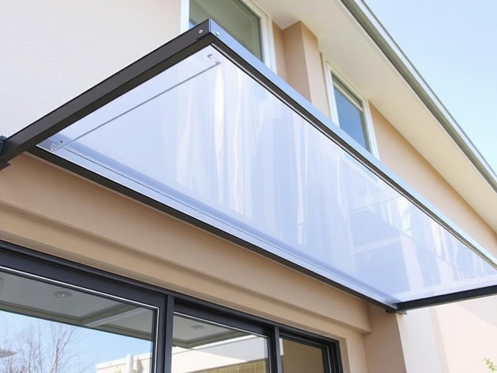 مظلة بولي كربونيت شفافة فوق مدخل منزل