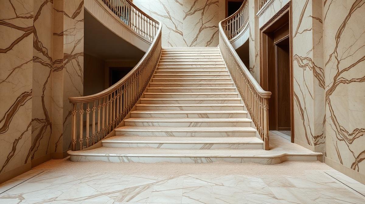 تراكم الغبار على درج رخامي في فيلا - تحدي المناخ السعودي