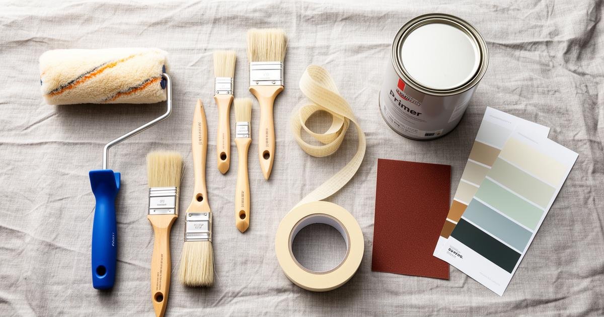 أدوات دهان احترافية - رولر وفرش وشريط لاصق وبرايمر وعينات ألوان