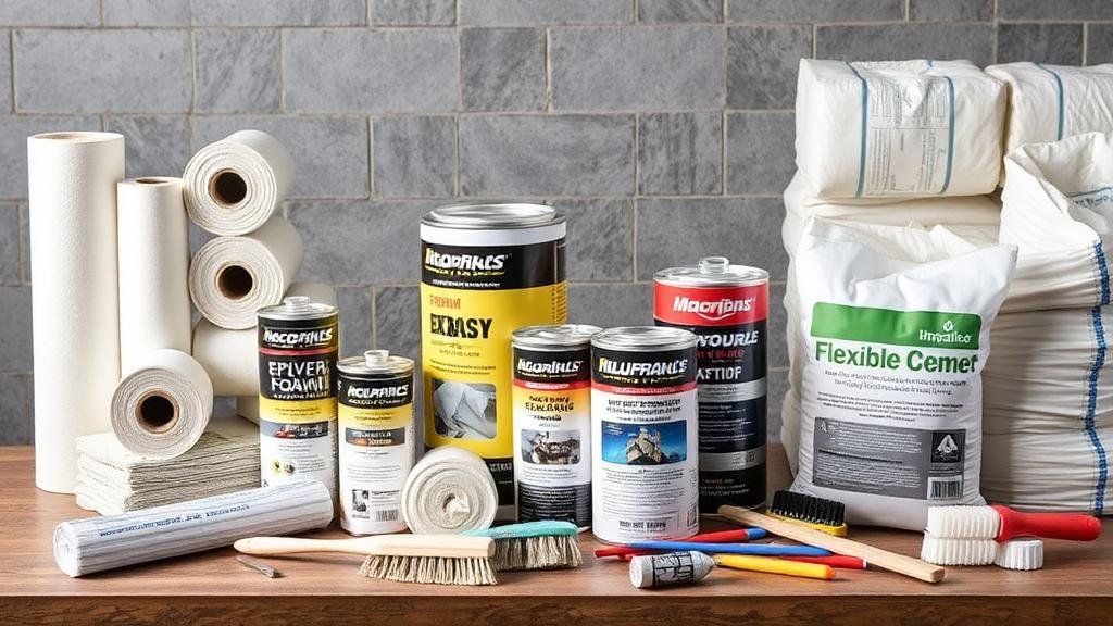 مواد عزل خزانات متنوعة: رولات بولي يوريثين وعلب إيبوكسي وأسمنت مرن