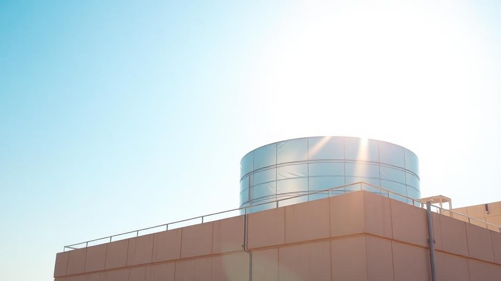 خزان علوي معزول بغلاف حراري فضي عاكس تحت شمس مكة