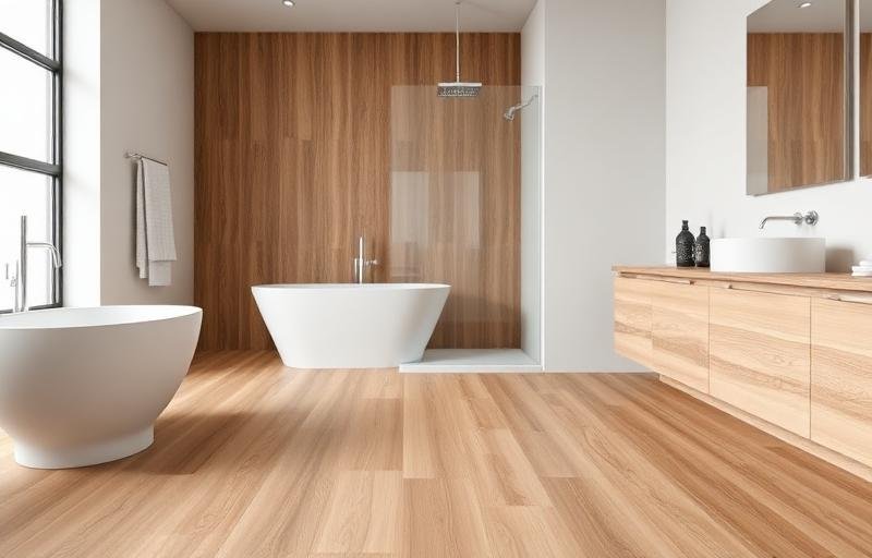 حمام بأرضية باركيه PVC مقاوم للماء