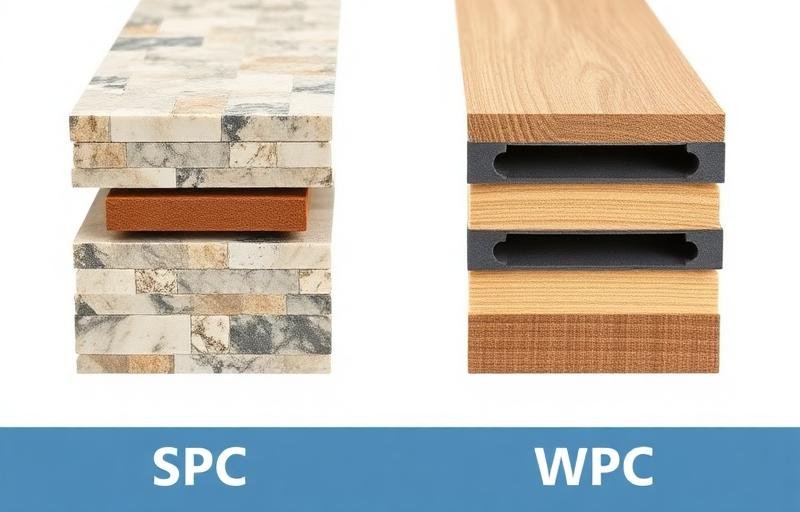 مقارنة بصرية بين طبقات باركيه SPC و WPC