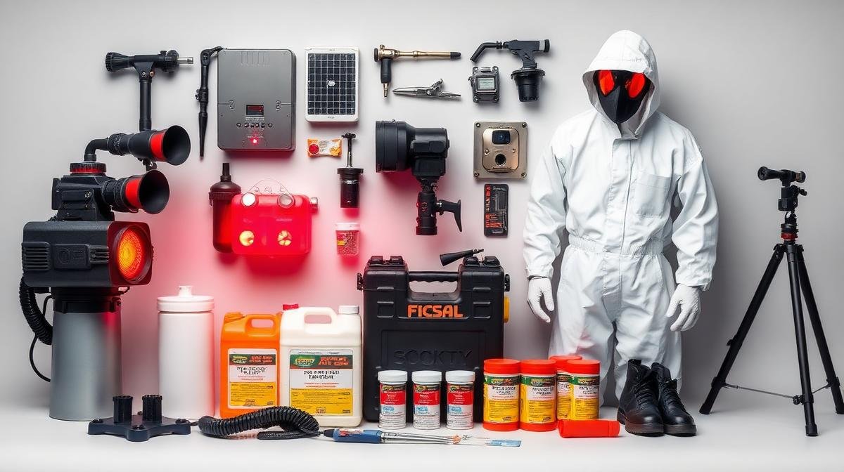 معدات شركة مكافحة حشرات محترفة - رذاذ حراري وكاميرا فحص