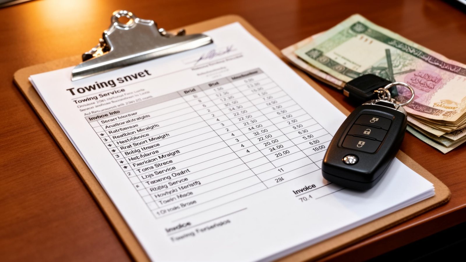 جدول تكلفة سحب السيارات في السعودية مع مفاتيح سيارة وريالات سعودية