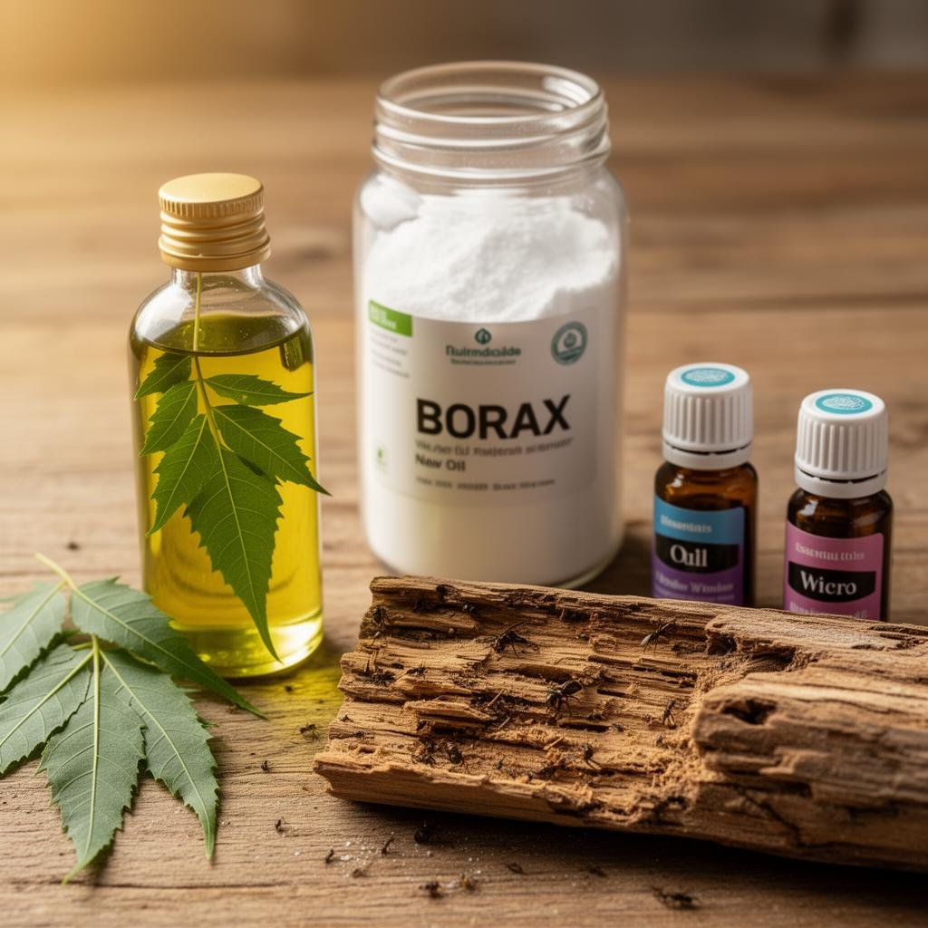 طرق علاج سوس الخشب المنزلية - زيت النيم والبوراكس