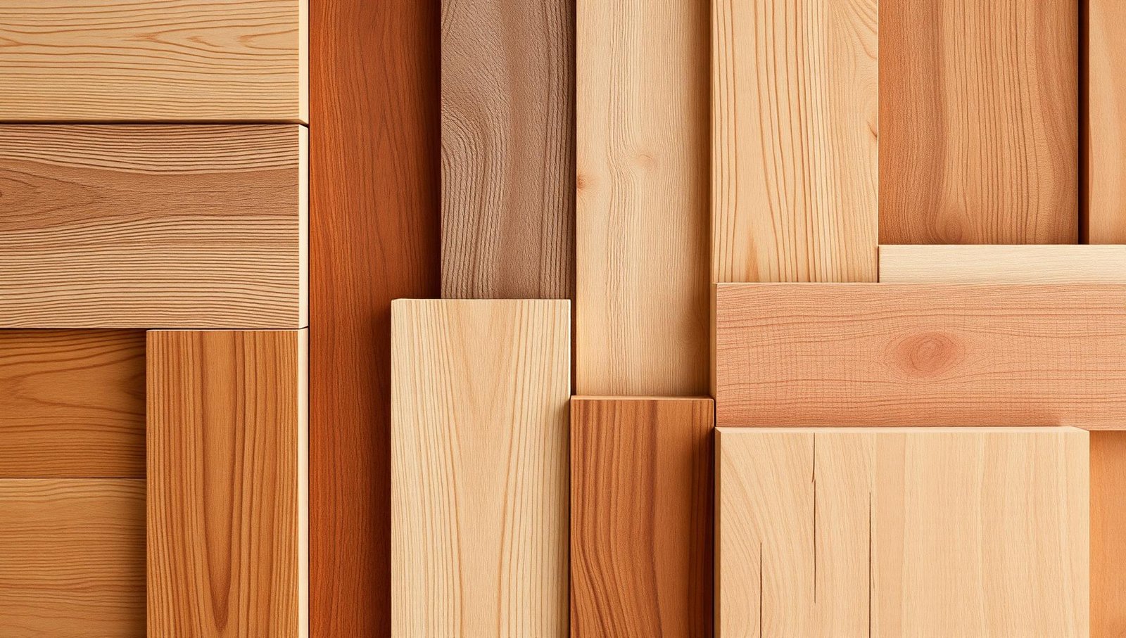 أنواع مختلفة من الأخشاب الطبيعية - زان وبلوط وجوز وصنوبر