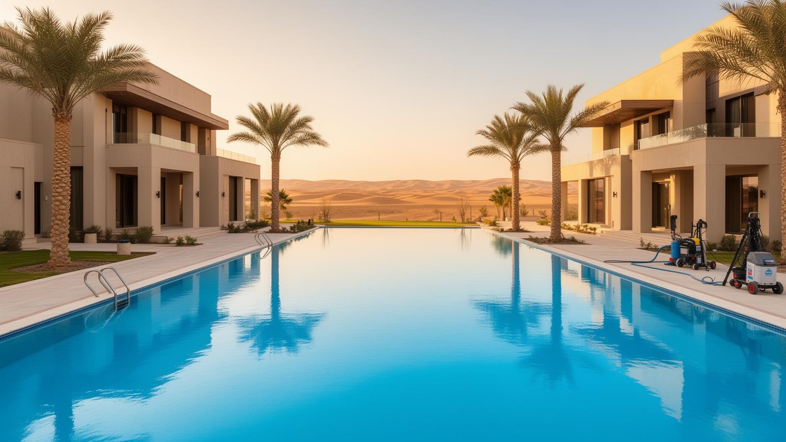 مسبح منزلي فاخر في مكة المكرمة مع معدات الصيانة