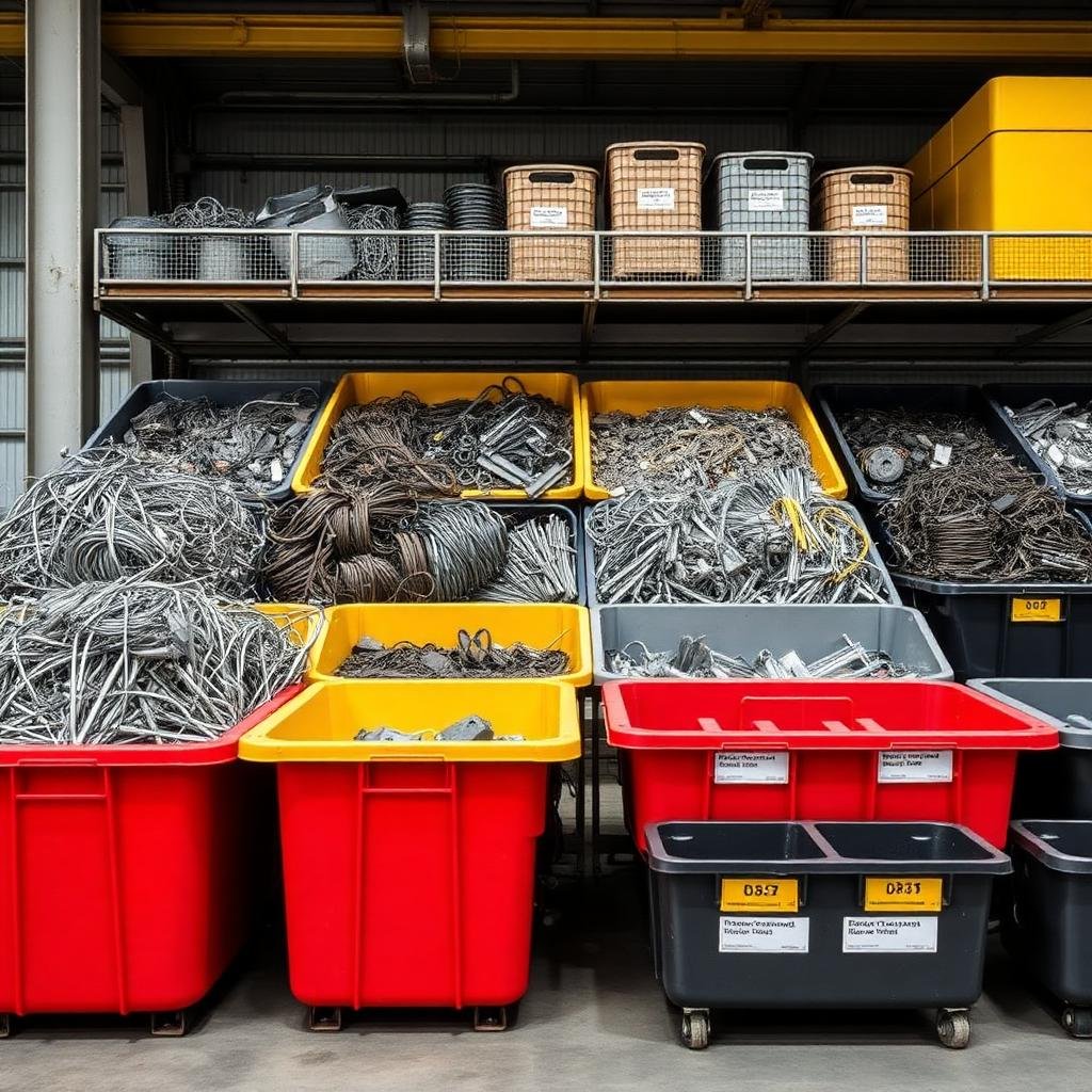 حاويات فرز السكراب الملونة حسب نوع المعدن