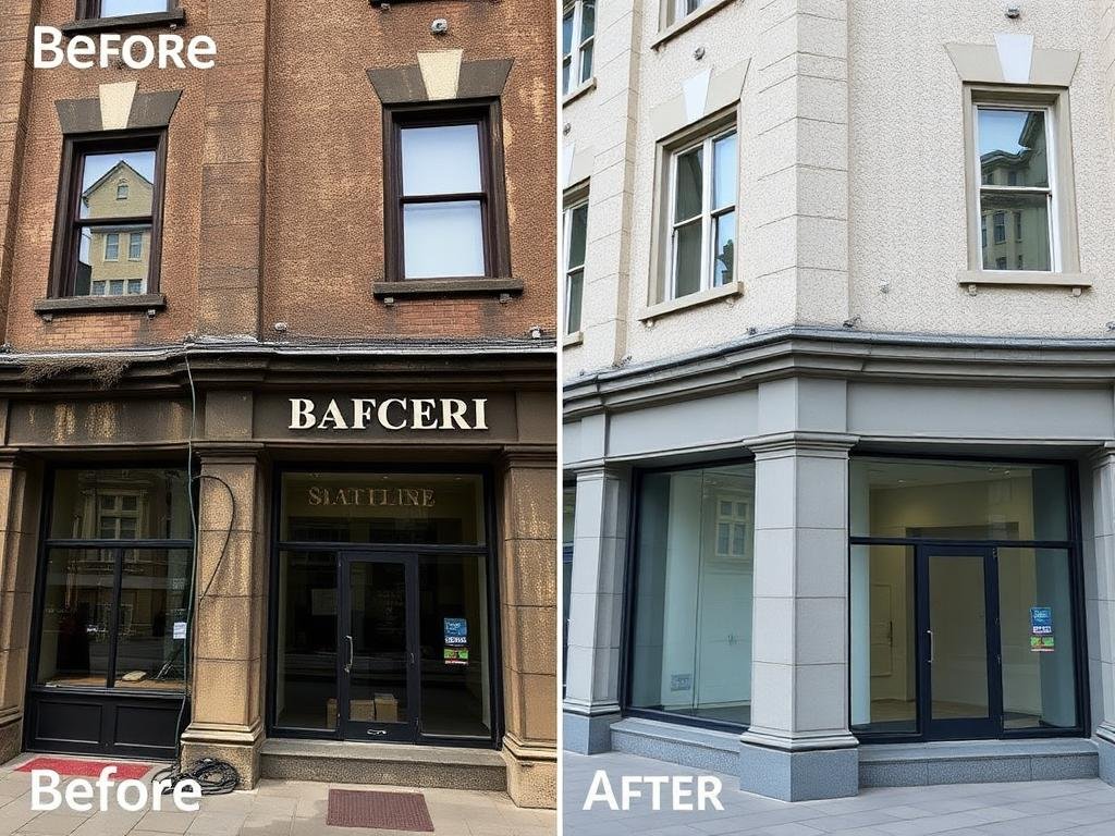 نتيجة تنظيف الواجهة قبل وبعد - خبراء مكة