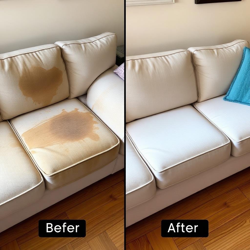 نتيجة غسيل الكنب قبل وبعد التنظيف - خبراء مكة