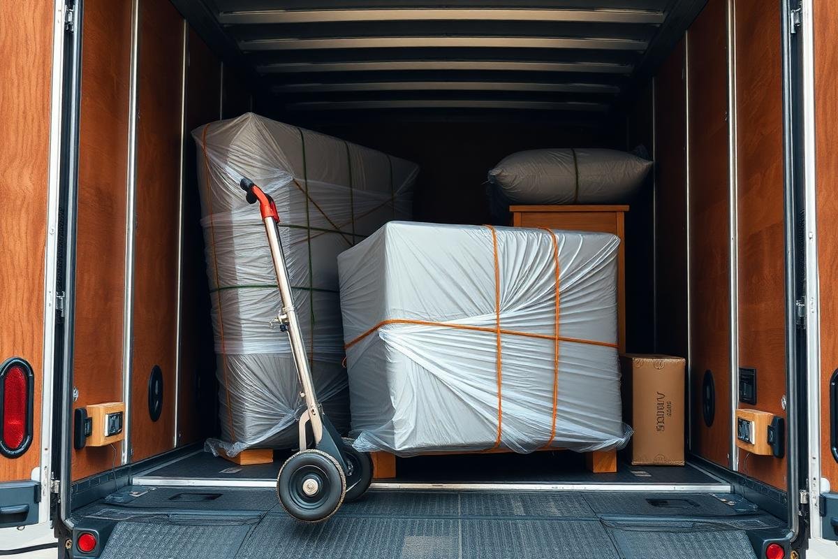 تحميل الأثاث بعناية في سيارات النقل