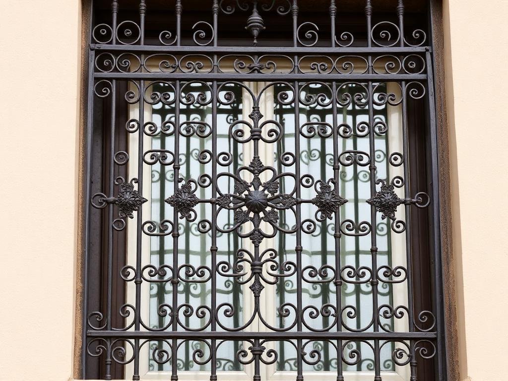 شباك حماية حديد بتصميم زخرفي مركب على نافذة بمكة