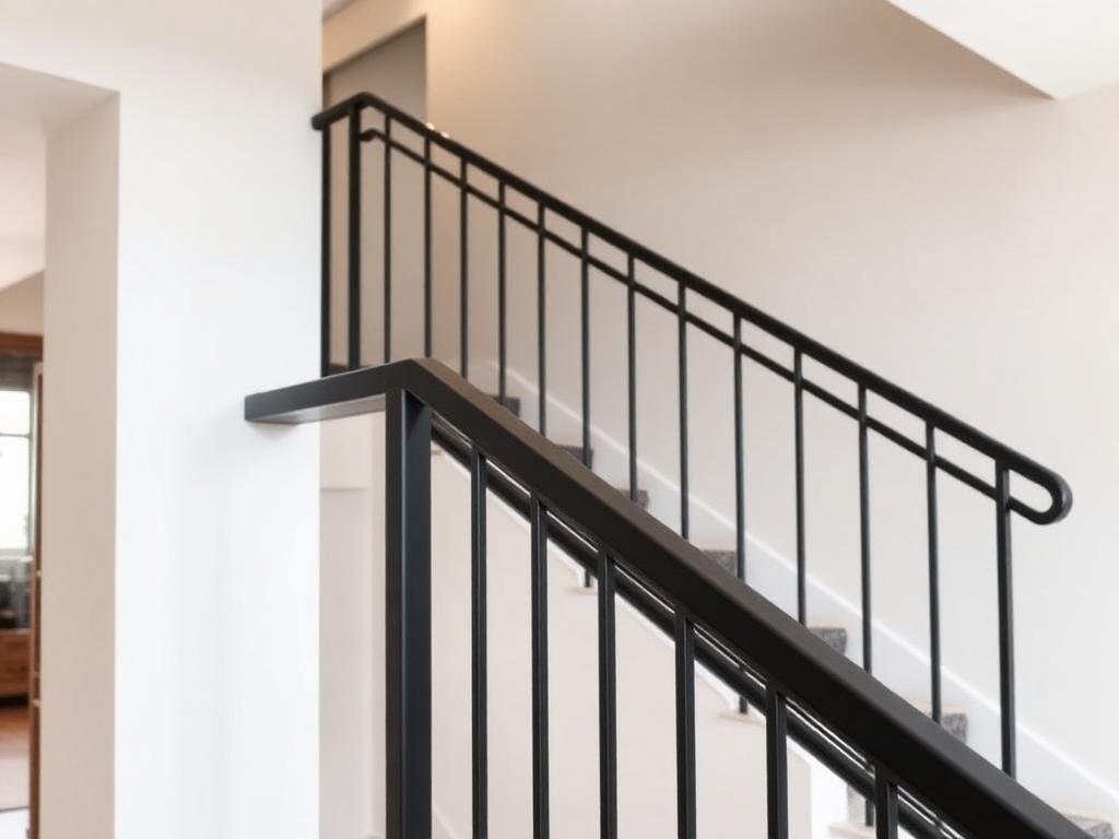 درابزين سلم حديد بتصميم عصري مركب في فيلا بمكة