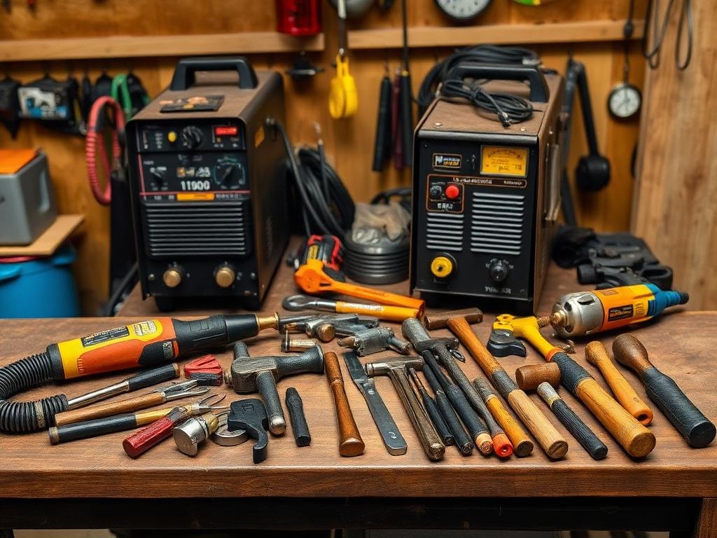 أدوات ومعدات اللحام والحدادة المستخدمة في ورشتنا بمكة