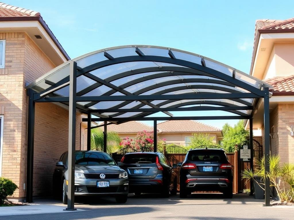 مظلة حديد لحماية السيارات مركبة في منزل بمكة