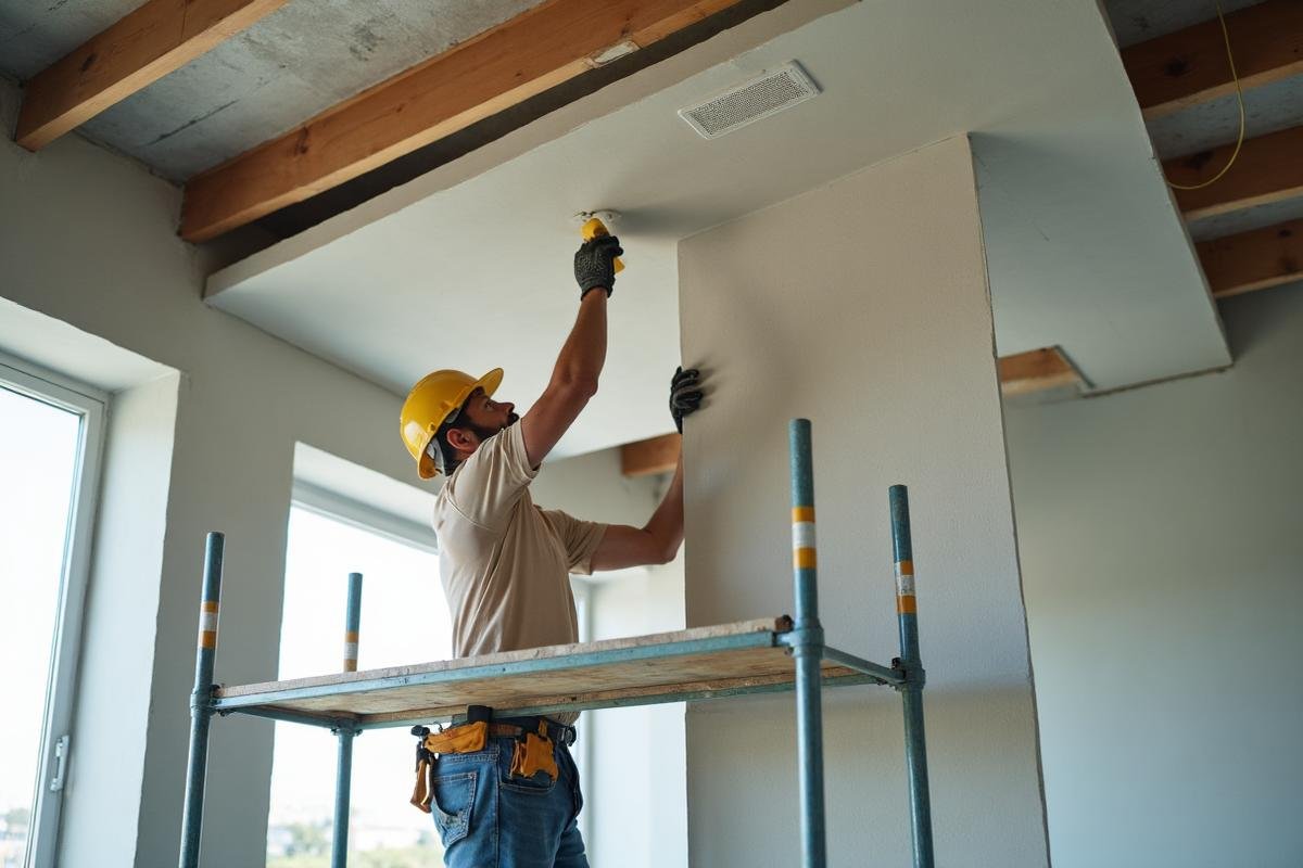 عملية تركيب ألواح جبس بورد على هيكل معدني احترافي