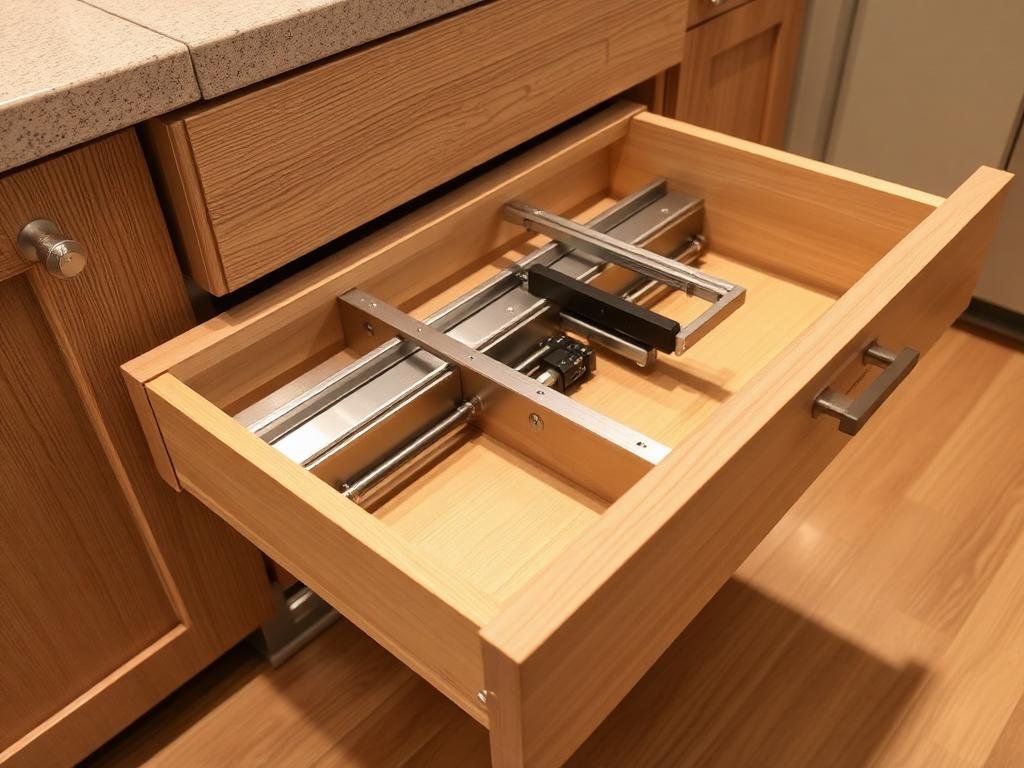 تركيب أدراج المطبخ بسكك حديثة