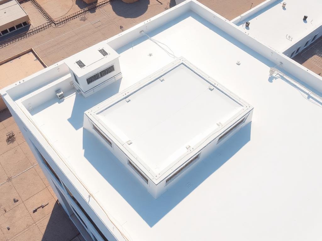 سطح مبنى مكتمل العزل بطلاء أبيض عاكس للحرارة