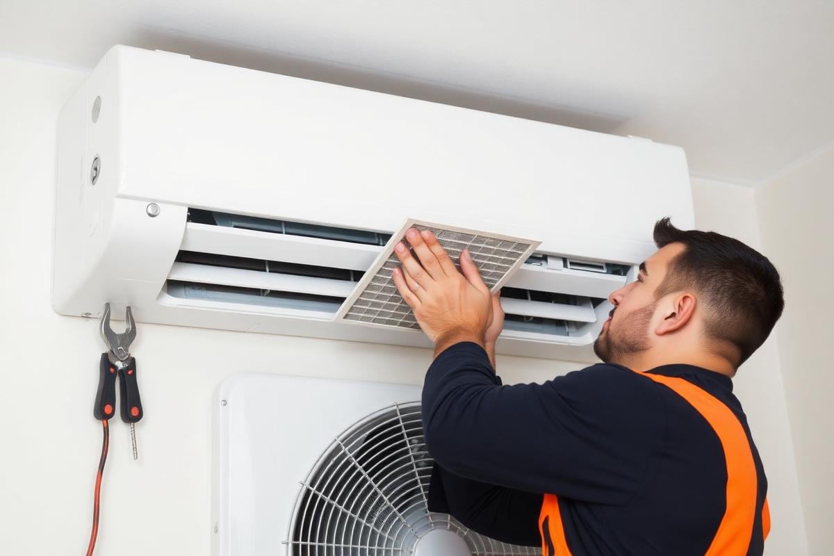 فني مكيفات يصيانة وحدة التبريد