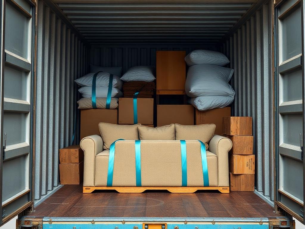 تثبيت الأثاث بإحكام داخل الشاحنة