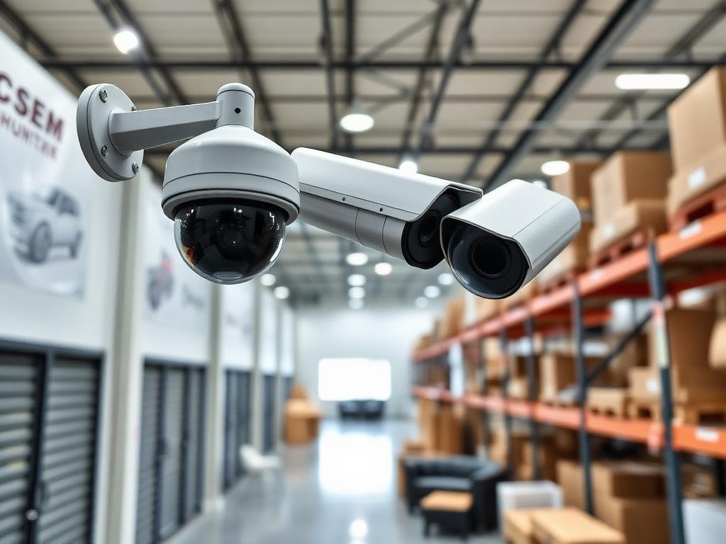 نظام أمان وكاميرات مراقبة للمستودع