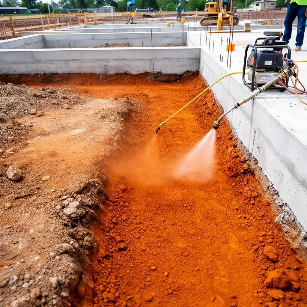 الحزام الكيميائي الخندقي حول المبنى (External Perimeter Trenching)